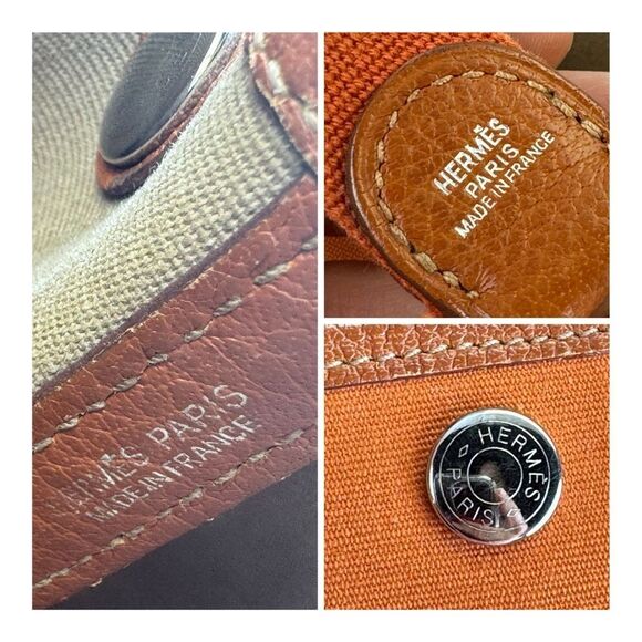 Hermes Garden Party Small Orange Toile Leather Canvas Tote Bag - Picture 16 of 16